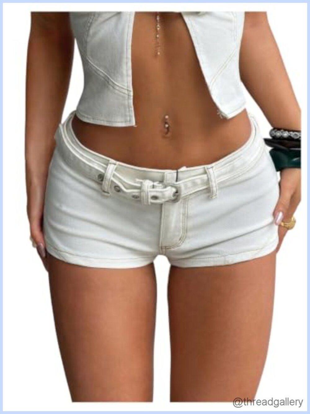 Low Rise Micro Jean Shorts with Belt Y2K Stretchy Booty Shorts